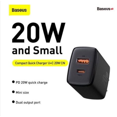 Củ sạc 20W Baseus - Hỗ trợ sạc nhanh QC3.0 - Dùng tốt cho các dòng IP, thiết bị Androi - An Toàn - Chính Hãng