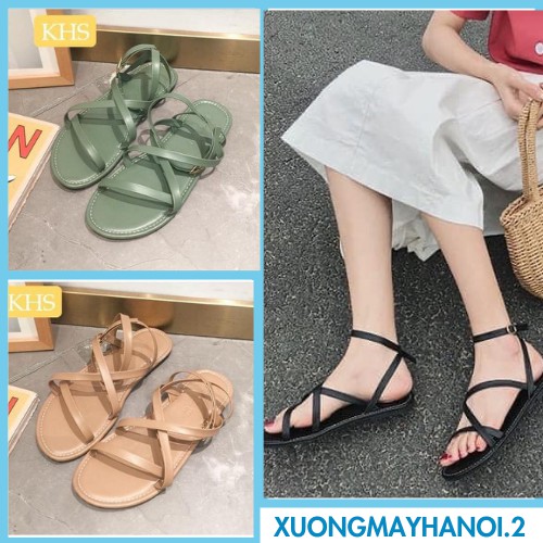 dép sandal nữ đi học dép đế bằng, quai nhỏ, đi êm, dễ di chuyển, giá rẻ, XUONGMAYHANOI.2