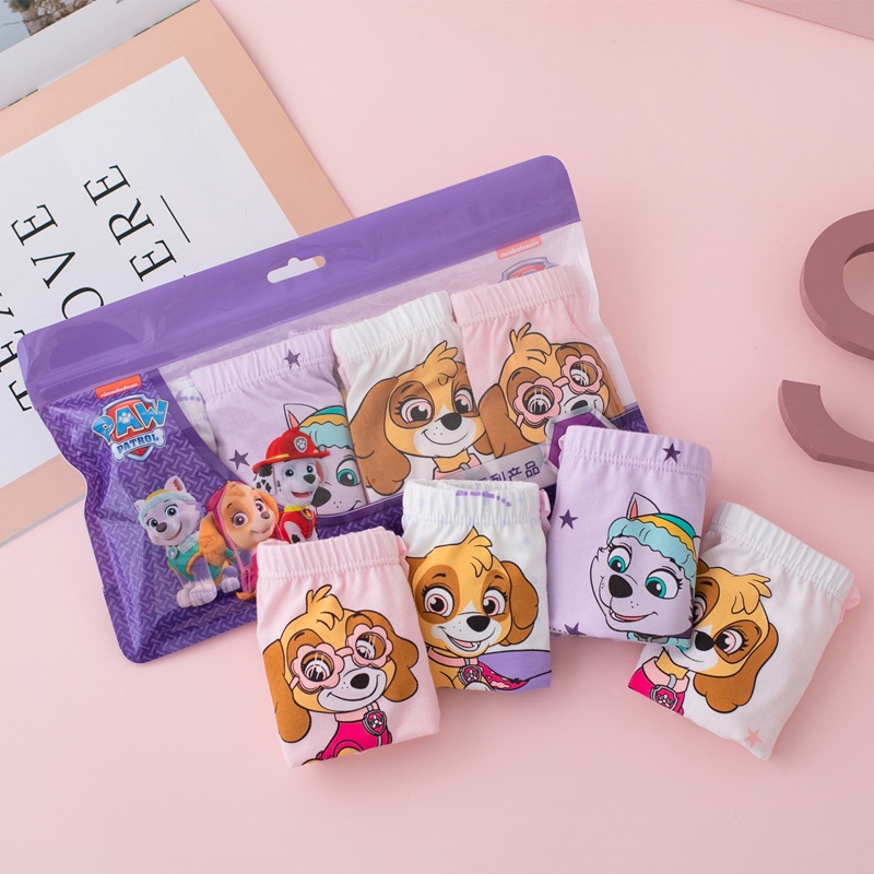Bộ 4 quần lót vải những chú chó cứu hộ cotton mềm mại họa tiết tùy chọn cho bé gái