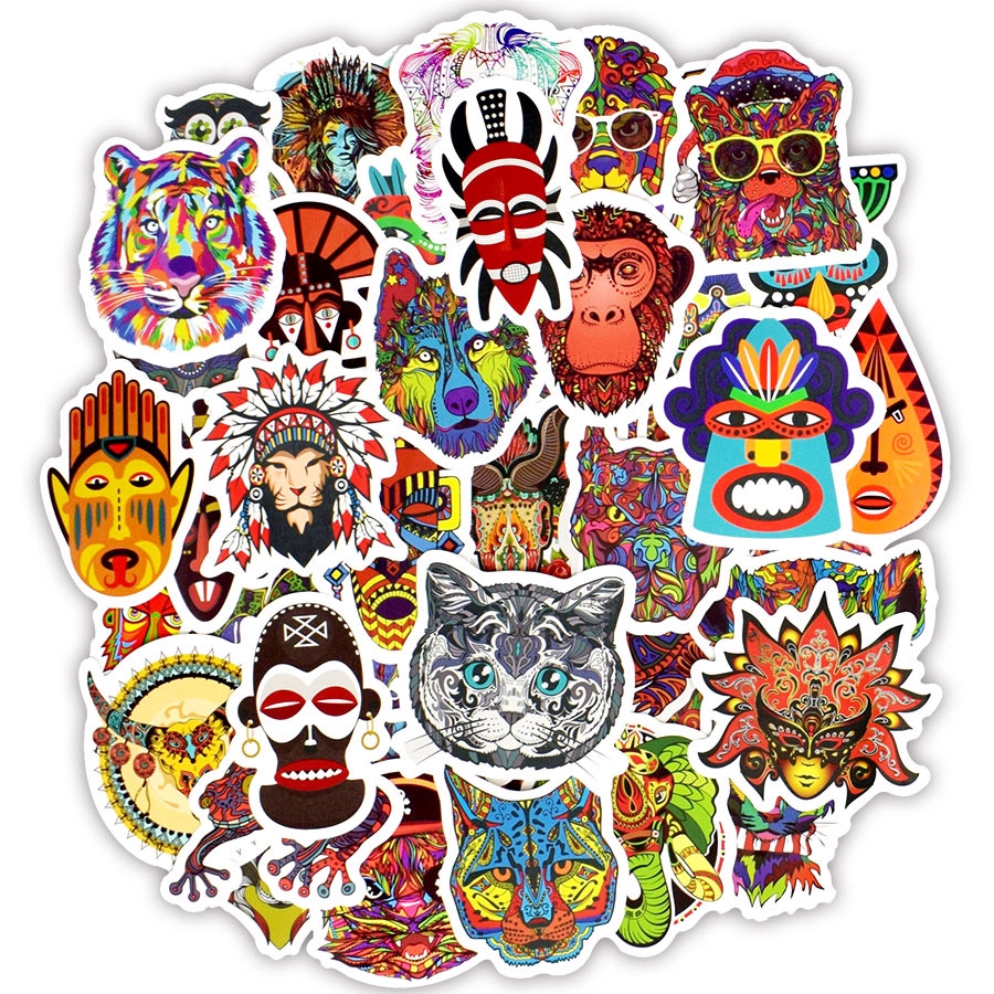 Bộ 50 sticker dán hình động vật kiểu graffiti bắt mắt độc đáo