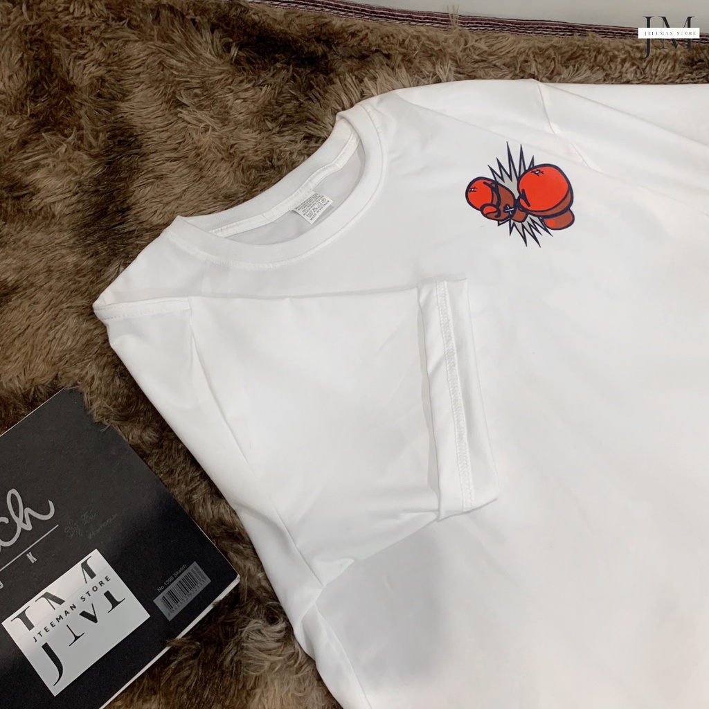 Áo thun Unisex tay lỡ nam nữ JTeeMan, áo phông form rộng nam nữ vải cotton in hình Kangaroo đấm bốc dễ thương - JT15