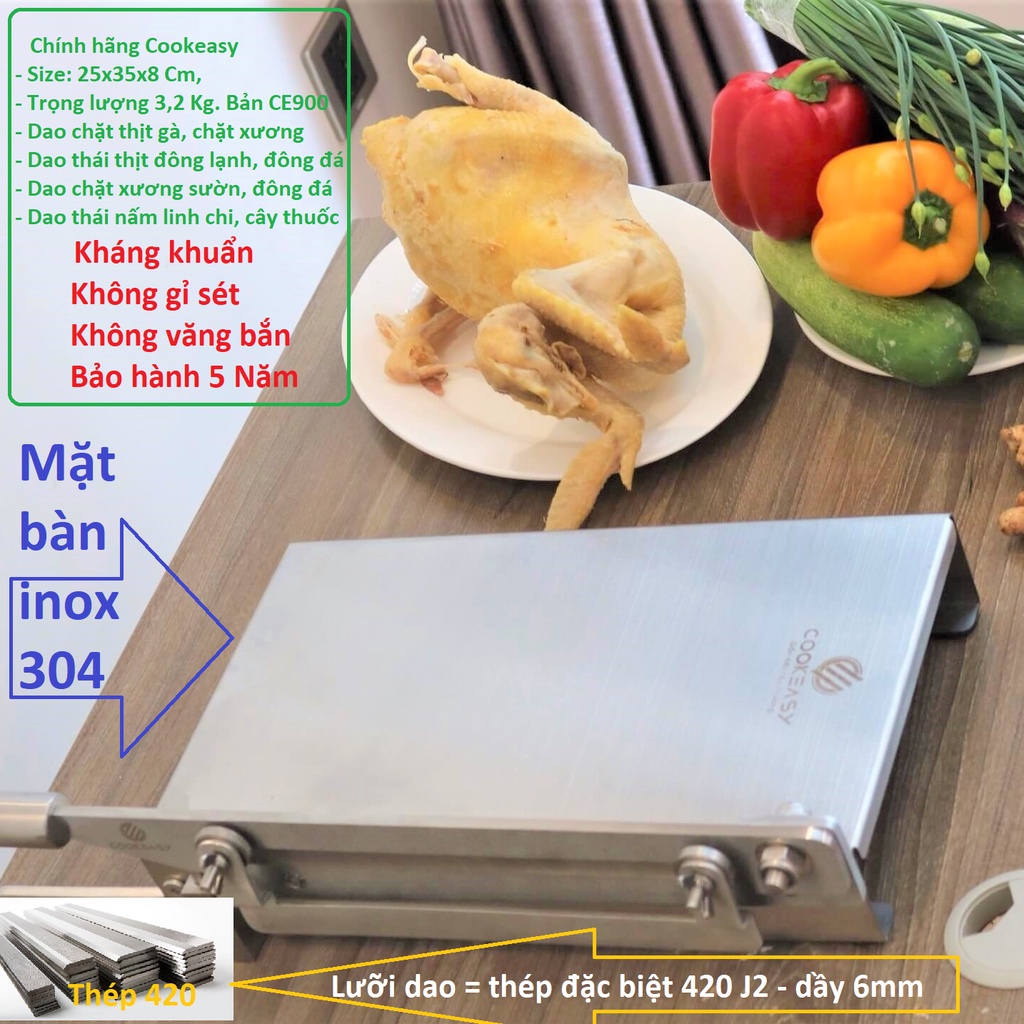 BÀN CHẶT GÀ ĐA NĂNG COOKEASY - Chặt Gà, Cắt Xương, Thái Thịt Đông Lạnh COOKEASY (Bản CE900) - KT 25x35x10 (cm)