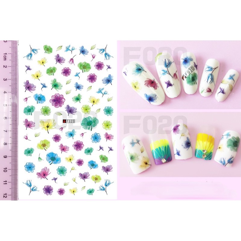 Sticker hoạ tiết hoa nước 3D,hình dán móng hoạ tiết hoa nước 3D trang trí móng nail