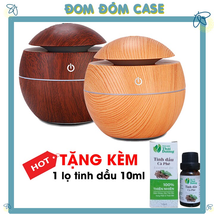 Máy Xông Tinh Dầu Phun Sương Tạo Ẩm Khuếch Vân Gỗ Nhỏ + TẶNG Tinh Dầu 10ml Nguyên Chất