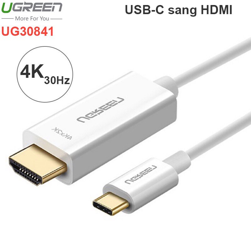 [Mã ELHACE giảm 4% đơn 300K] Cáp Chuyển USB Type C to HDMI Ugreen 30841 Cao Cấp dài 1.5met hỗ trợ 4K 2K (màu trắng)