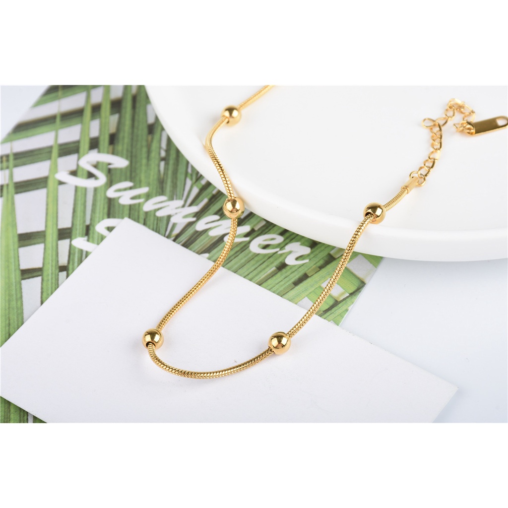 [FreeShip] Lắc tay vòng tay nữ titan năm viên bi S1-109-2 - CAM KẾT KHÔNG BAY MÀU