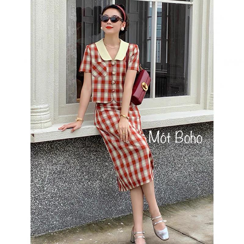 Sét vest caro đỏ phong cách tân cổ điển | BigBuy360 - bigbuy360.vn