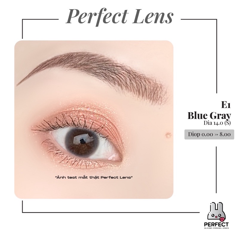 Lens ẢNH MẮT THẬT , Kính Áp Tròng E1 BLUE GRAY Có Độ Cận và Không Độ, DIA 14.0 S ,Cho Mắt Nhạy Cảm Giá Sale