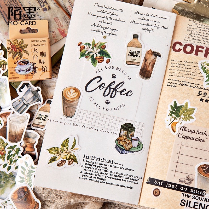 [STICKER 1K] SET 50 STICKER CAFE CỔ ĐIỂN SIÊU CHẤT DÁN TRANG TRÍ ĐT LAPTOP VALI TƯỜNG TỦ KỆ MŨ BẢO HIỂM XE MÁY NOTEBOOK