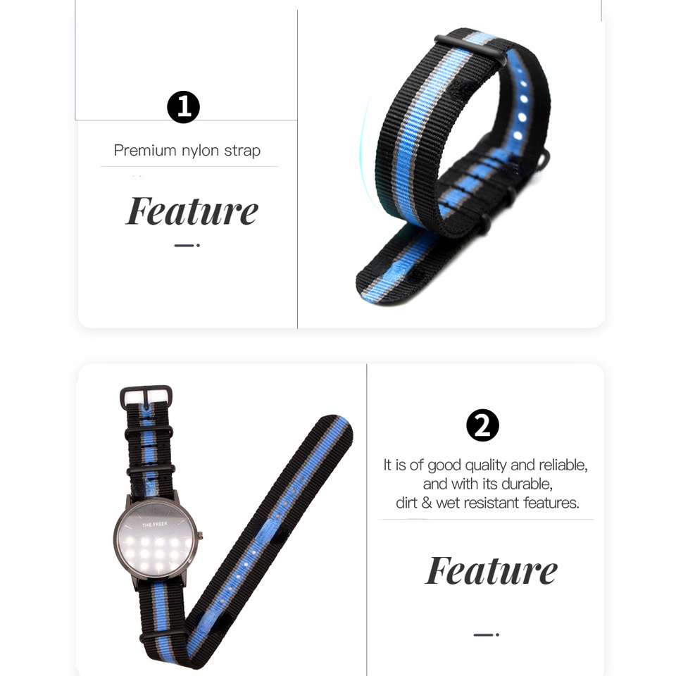 Dây Đeo Đồng Hồ Thể Thao Bằng Nylon Nhiều Màu Sắc 18MM 20MM 22MM 24MM