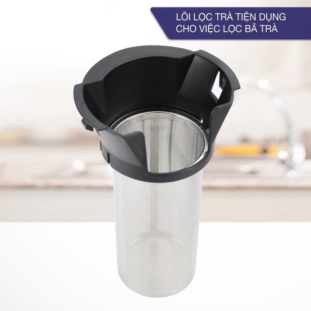 Ấm siêu tốc thủy tinh Lebenlang LBEW2882 kèm lõi lọc trà, dung tích 1,8L