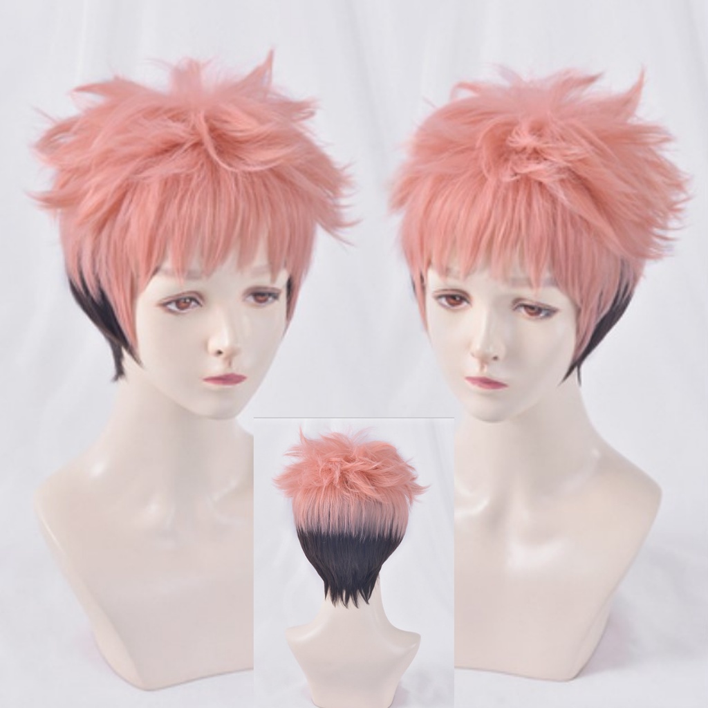 Wig /tóc giả hồng đen cosplay Yuuji Itadori Jujutsu Kaisen - chú thuật hồi chiến