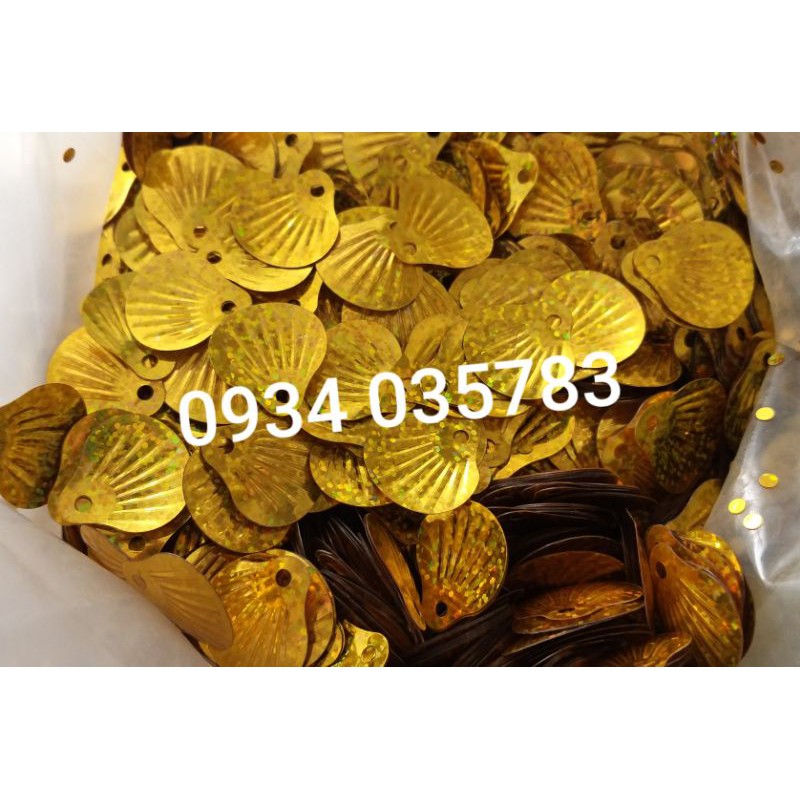 Vảy sò kim sa vàng làm rồng phượng trái cây