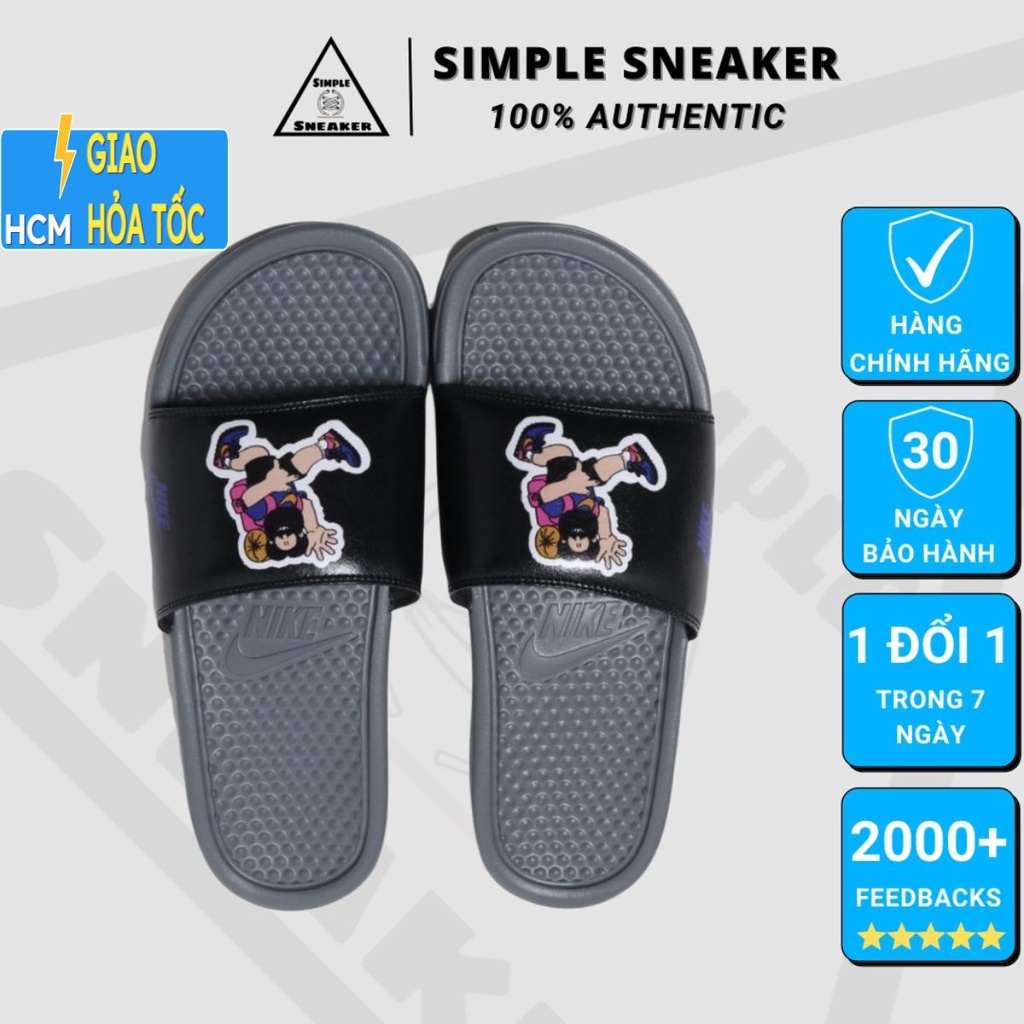 Dép Nike Benasi Hiker Cartoon 💙FREESHIP💙 Dép Nam Thời Trang Chính Hãng Cho Mùa Hè - Quai Da Cao Cấp Xám Đen