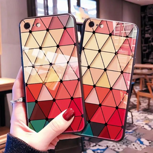 Ốp Lưng Kính Bóng Mẫu Caro 13ProMax 12ProMax 11ProMax XSMAX X XS 7Plus FUKISHOP