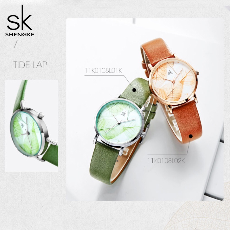 Đồng hồ đeo tay Shengke K0108 màu xanh lá cây thiết kế thạch anh đơn giản sang trọng cho nữ | BigBuy360 - bigbuy360.vn