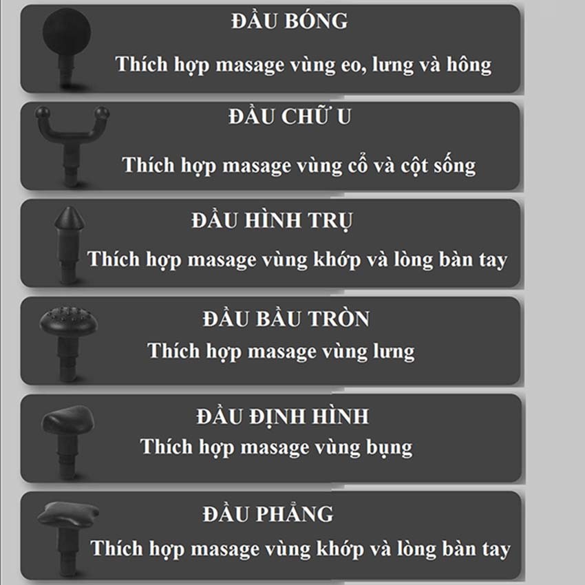 [Chính Hãng] Súng Massage Cầm Tay 6 đầu, 6 chế độ rung Cát Á EM006 - Thiết bị massage trị liệu - Điều trị căng cơ