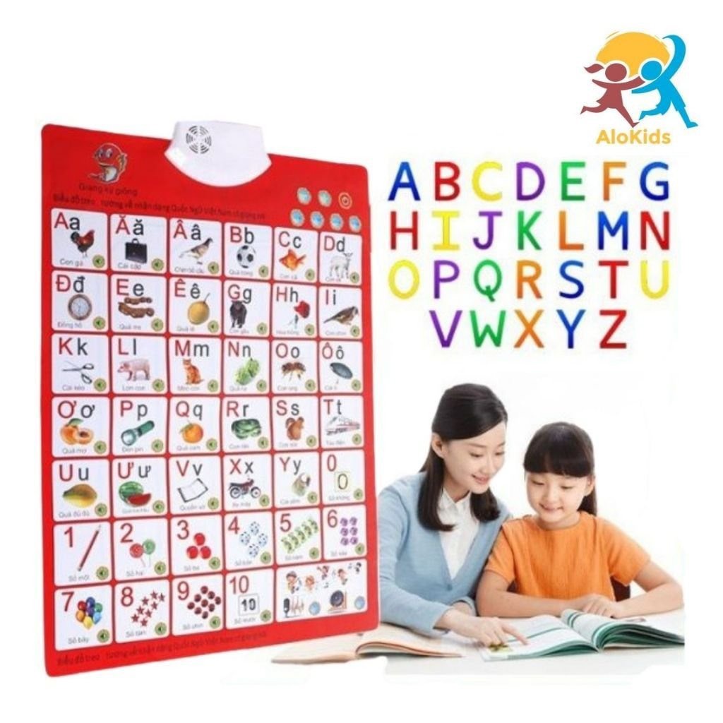 Bảng Chữ Cái Thông Minh Tiếng Việt Tiếng Anh Điện Tử Treo Tường Alokids, Bảng Chữ Cái Và Chữ Số Biết Nói Cho Bé