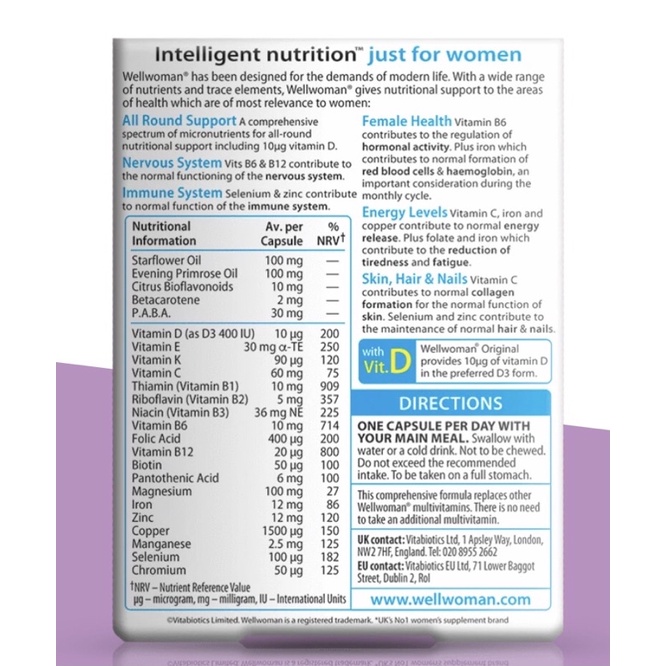 UK-Viên uống bổ sung Vitamin tổng hợp cho nữ giới  Well Woman hộp 30viên