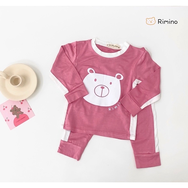 BỘ PHỐI VIỀN IN GẤU DÁNG THỂ THAO Thun Lạnh Bé Trai / Gái (6-18kg)