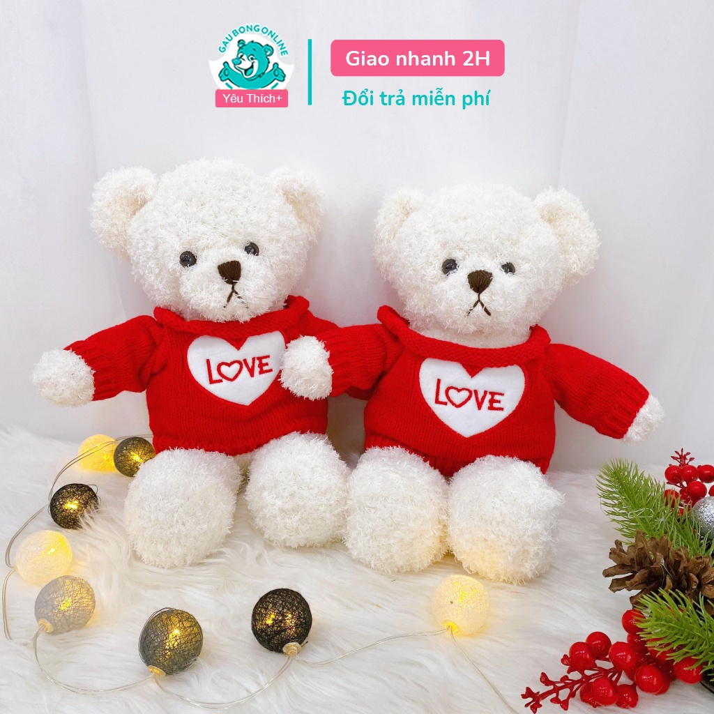 Gấu Bông Teddy Head Tales Trắng Áo Love Cao Cấp Gấu Bông Online