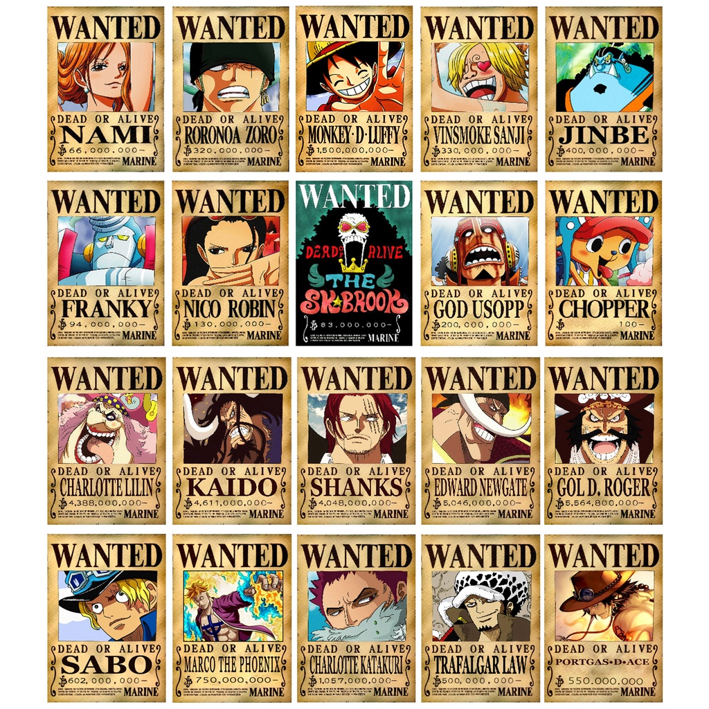 Bộ Lệnh Truy Nã Onepiece Wandted Poster Khổ A4, A5 giấy dày đẹp