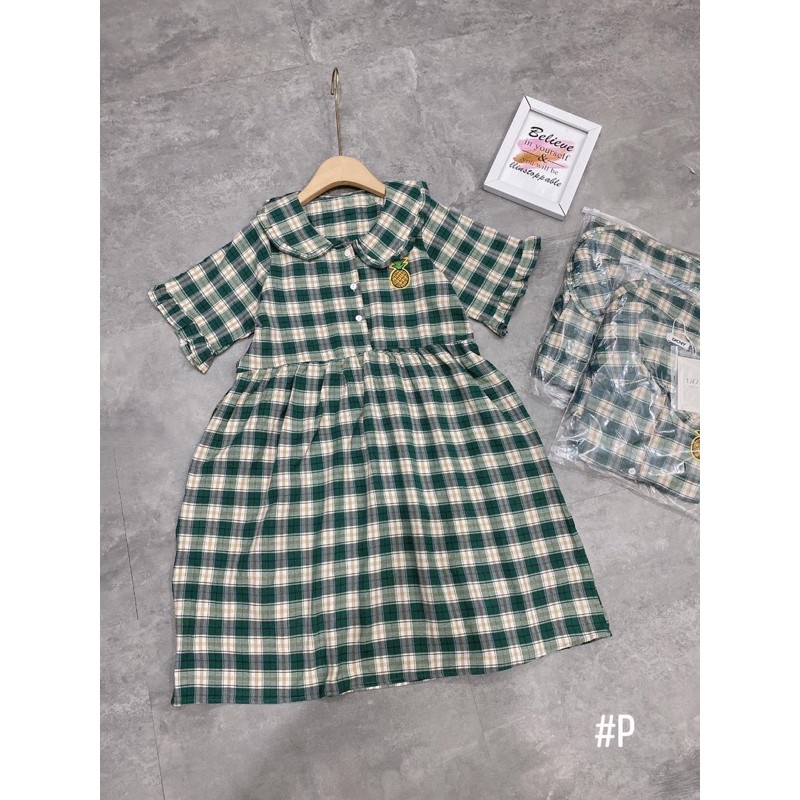 [ẢNH THẬT] Váy Babydoll Kẻ Xanh Siêu Hot , Đầm Kẻ Nữ Dáng Xoè Siêu Xinh