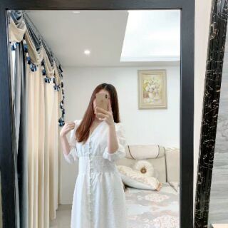 [ Order]  Váy Trắng cổ V ( kèm ảnh thật sau)