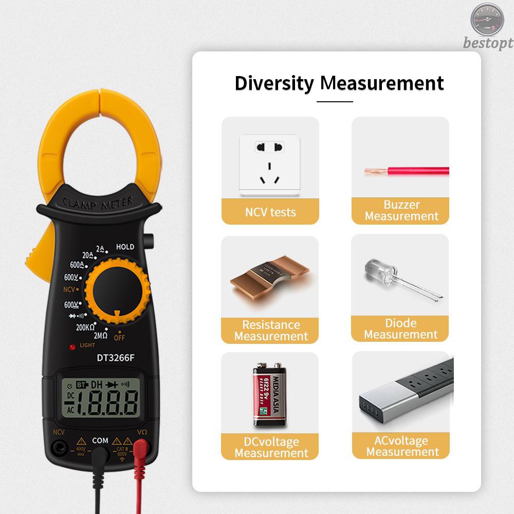 B&O Digital Clamp Meter Multimeter Handheld AC DC Voltage Current Voltmeter Diode Resistance Non-contact Fire Wire Identification