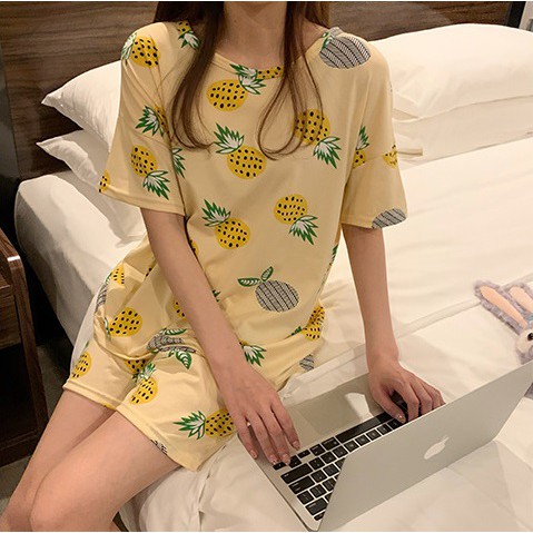 Set đồ bộ ngủ nữ mặc nhà ulzzang pijama quả dứa DN114 (có ảnh thật)