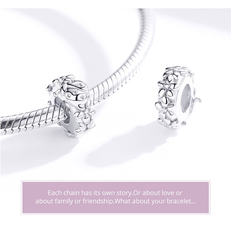 Hạt phụ kiện Bamoer BSC112 đính đá nhân tạo dùng làm vòng đeo tay cho nữ