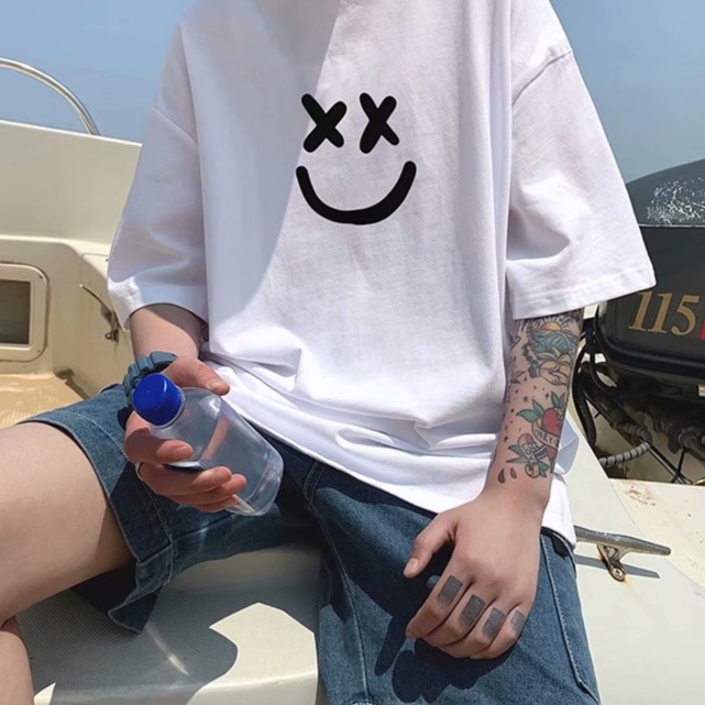 ÁO Thun Tay NgắN In HìNh MặT CườI ThờI Trang DàNh Cho Nam Trẻ TuổI đồ đôI áO Thun Unisex phong cách Hàn Quốc áo thun nam