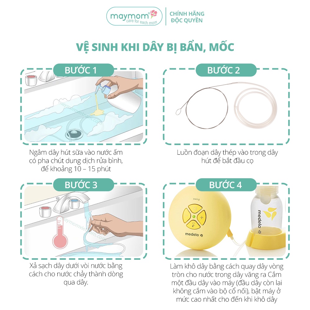 Dây Máy Hút Sữa Medela Swing Thương Hiệu Maymom, Không Chứa BPA, An Toàn Cho Mẹ và Bé, Vệ Sinh Dễ Dàng