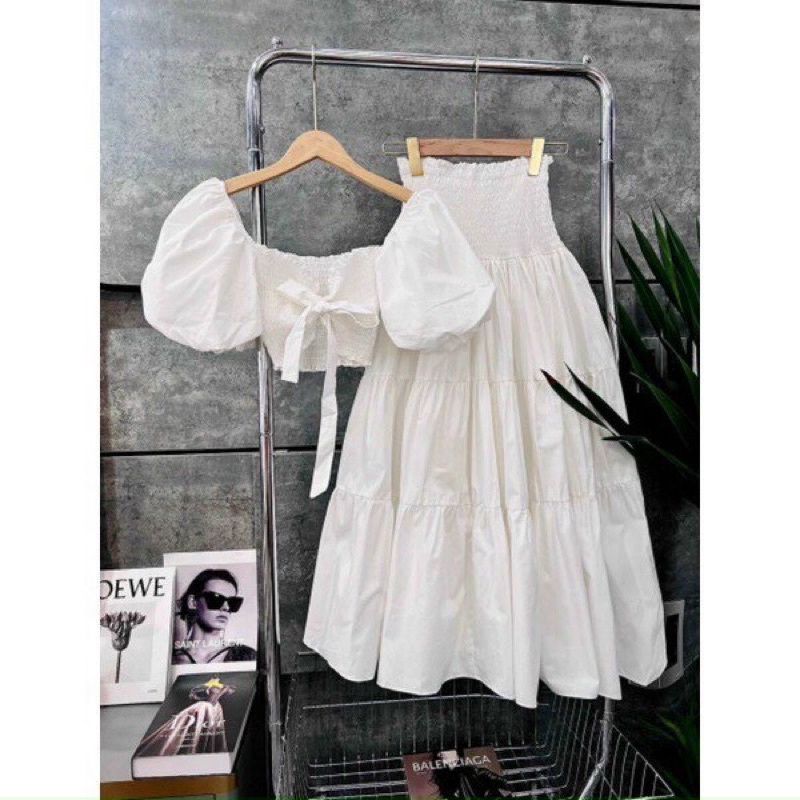 Bigsize Đầm maxi đi biển tay phồng caro xốp 50-90kg