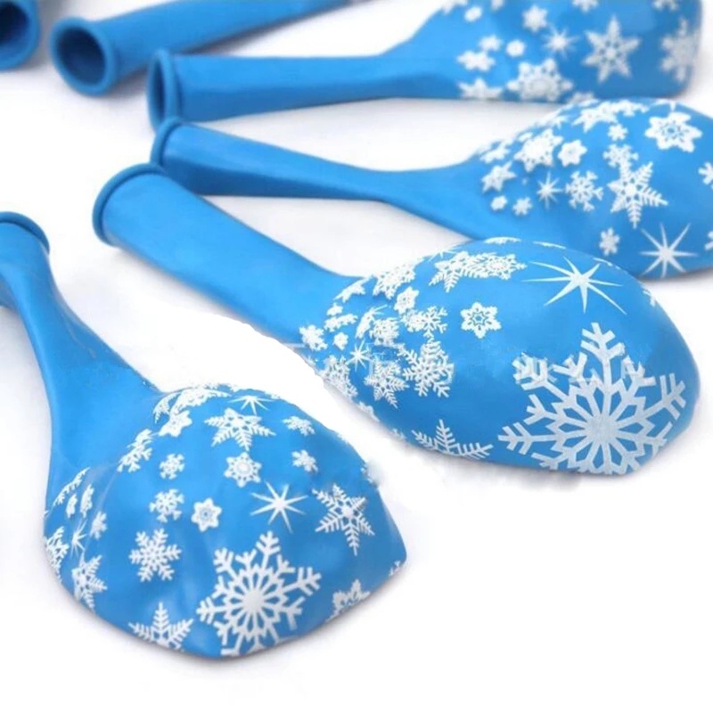 Set 10 Bong Bóng Cao Su 12 Inch Hình Bông Tuyết Trang Trí Năm Mới