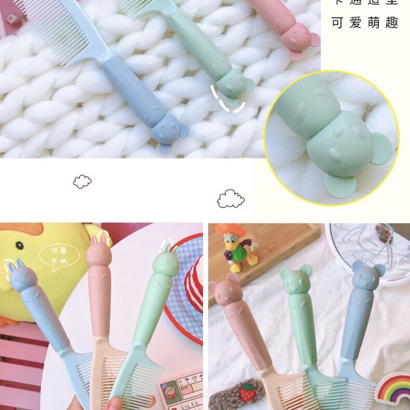 Lược hoạt hình Ulzzang gấu thỏ màu pastel xinh xắn