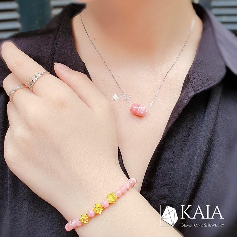 Dây chuyền lu thống Đào Hoa (Rhodochrosite)viên đá của Tình Yêu - KAIA