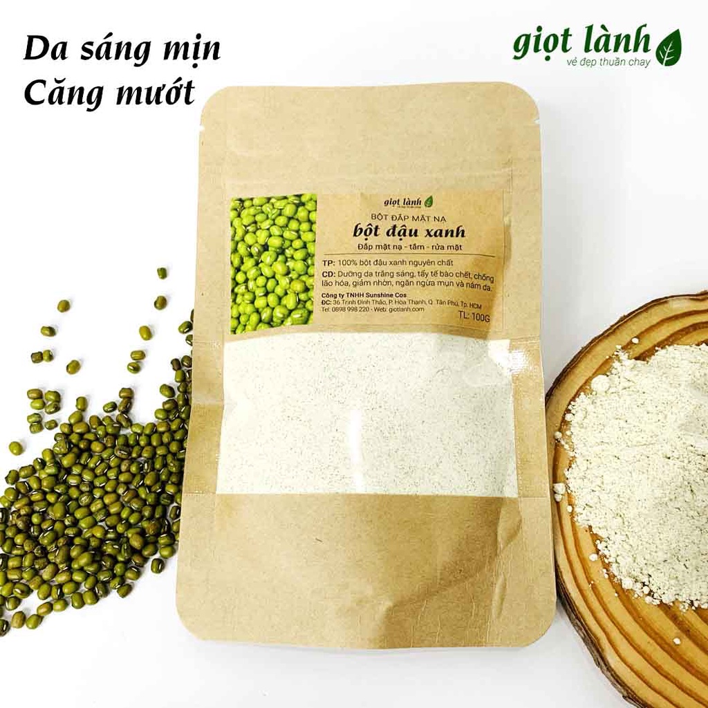 Bột Đậu Xanh nguyên chất - Da trắng sáng, mịn màng Giọt Lành 100 Gram