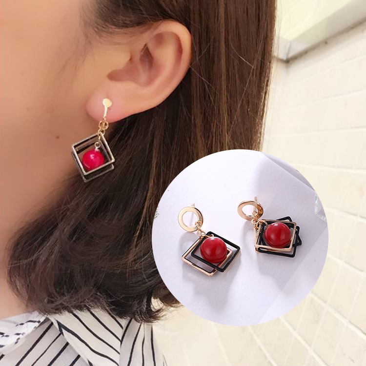 Korean bông tai Fashion Elegant Geometric Square Earrings