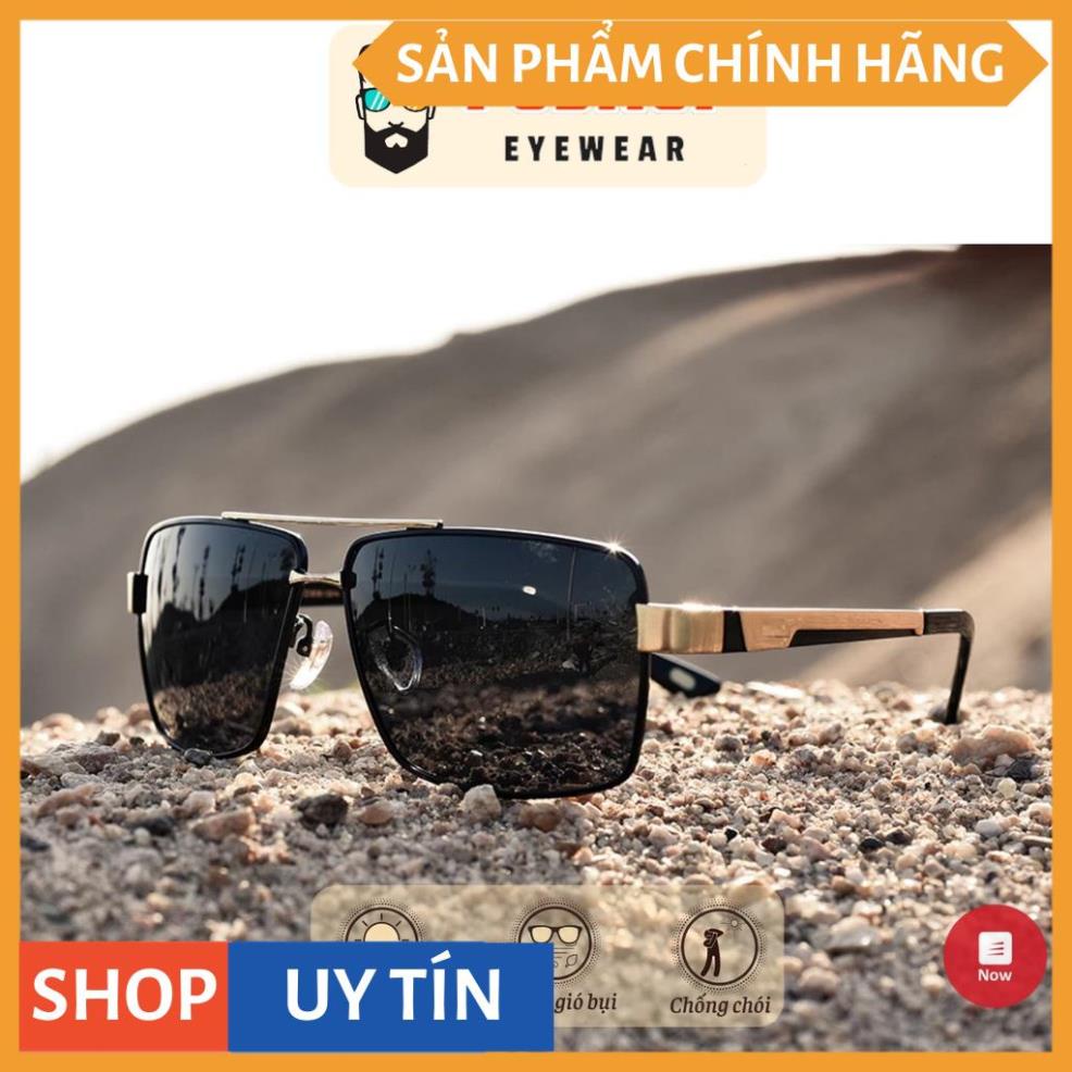 Mắt kính râm nam ITALY POSHOP gọng kim loại kiểu vuông ôm mặt tròng phân cưc polaroid chống chói uv400 thời trang P8712
