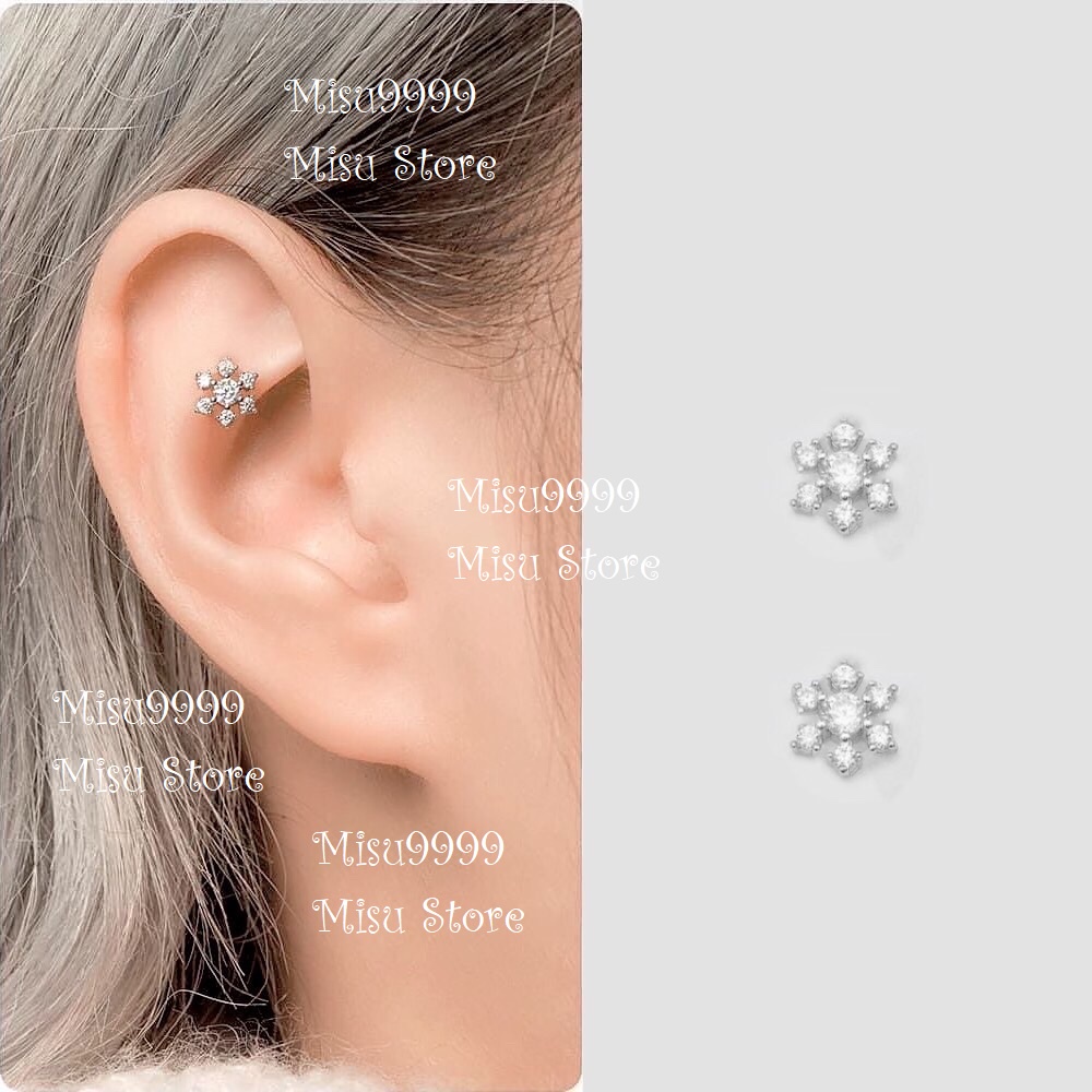 Khuyên titan bông tuyết kim tròn 88