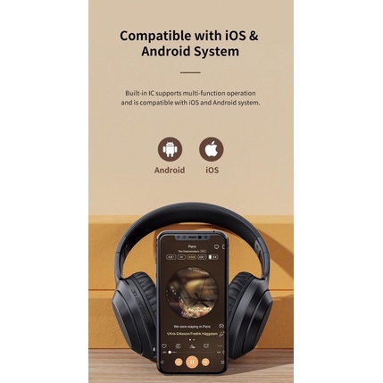 Tai nghe không dây Bluetooth nghe nhạc, chơi game, hỗ trợ đàm thoại,có mic tích hợp - Chính hãng