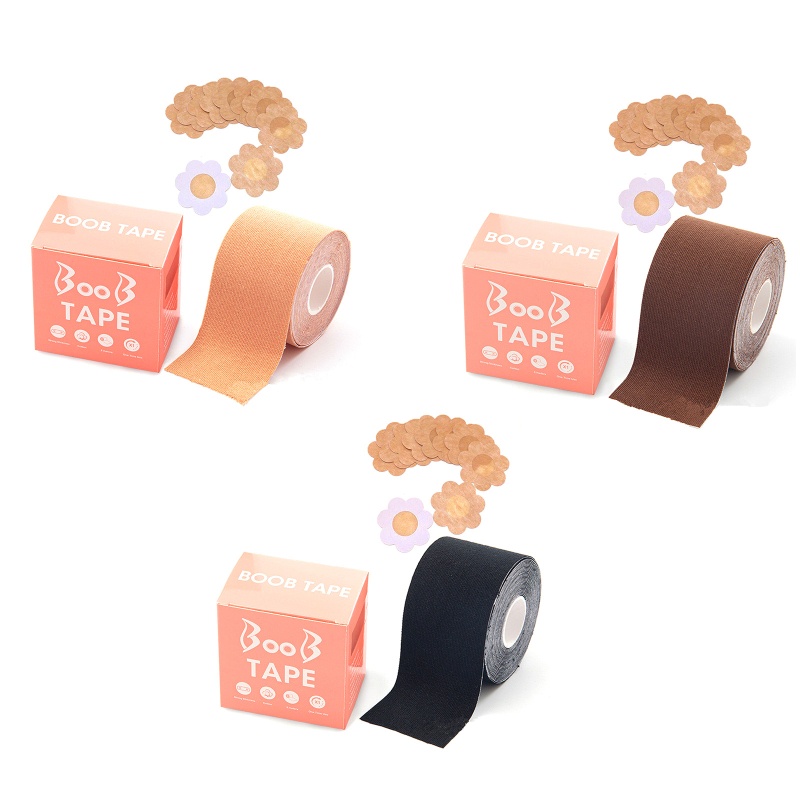 Cuộn Băng Keo Siêu Dính 1 Cuộn Và 10 Vỏ Bọc Núm Vú Tự Dính Hình Cánh Hoa Dùng Một Lần