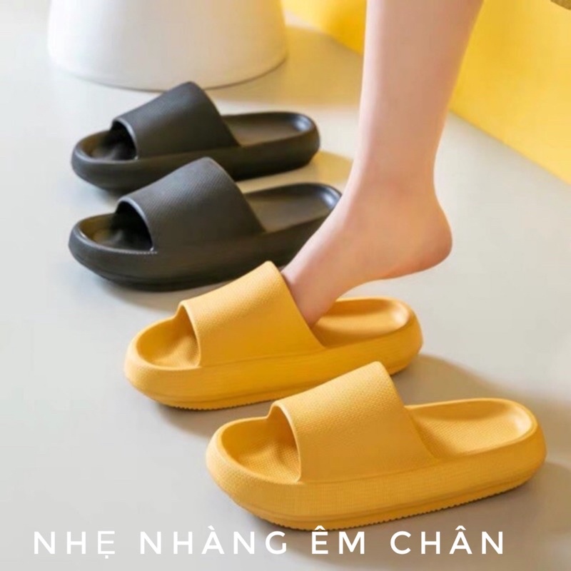 Dép Bánh Mì nữ quai ngang thời trang độn đế 4cm siêu nhẹ siêu êm chống nước đi mưa thoải mái