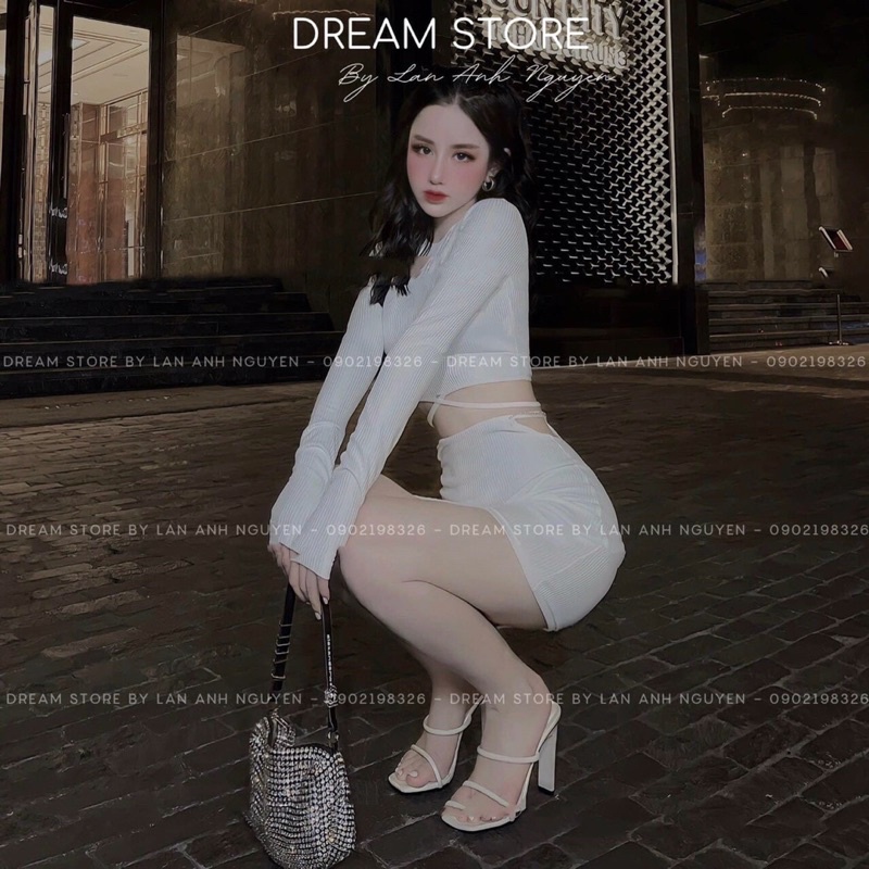 Set áo zip chân váy