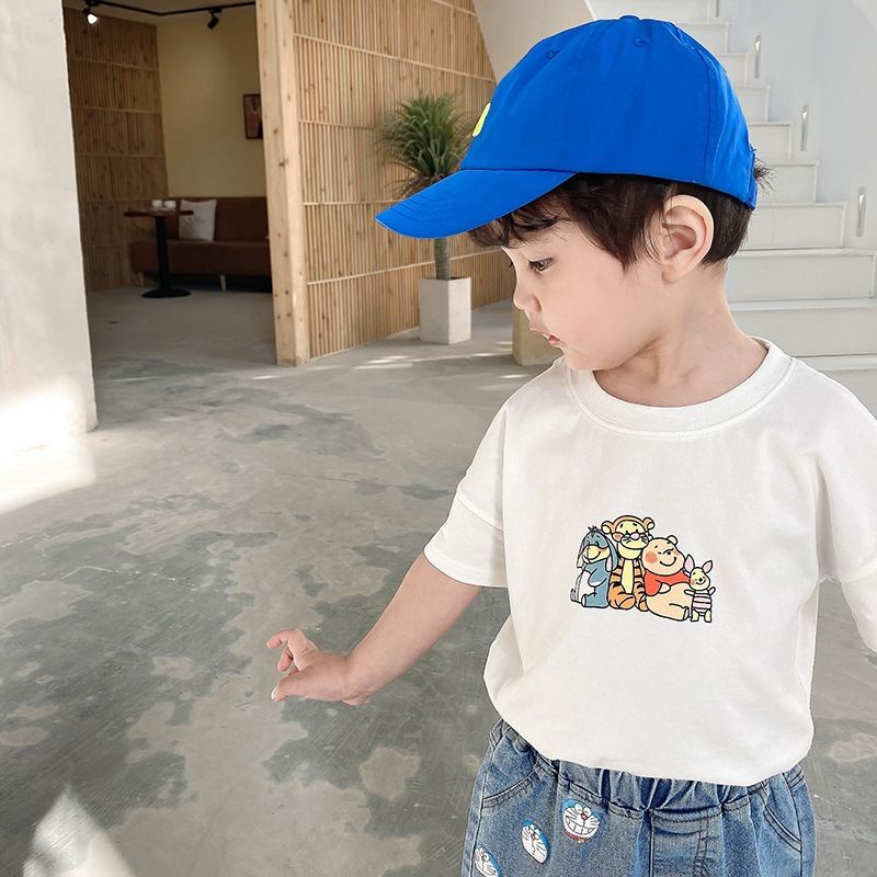 Áo Thun Tay Ngắn Cổ Tròn In Họa Tiết Hoạt Hình Dễ Thương Thời Trang Cho Bé Trai