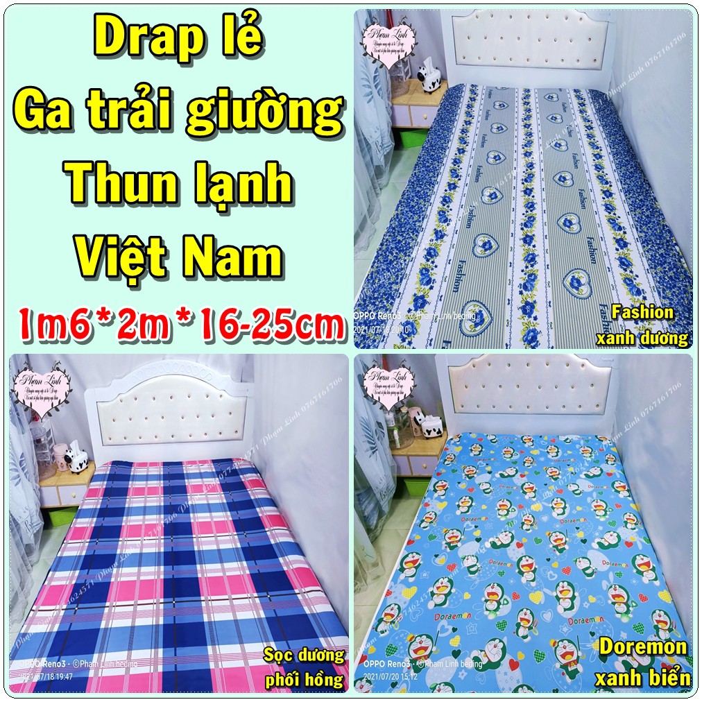 [1m6*2m*16-25cm] Drap lẻ Ga trải giường bo chun vải Thun lạnh Việt Nam sợi Jersay (sẹc xây) Chỉ 1 drap độ dày drap 3 tấc