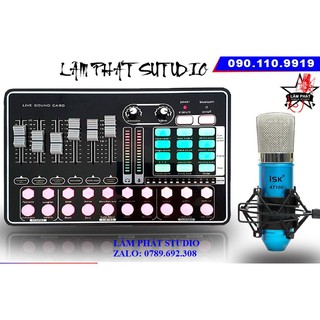 Bộ Sound Card H9 + Micro Thu Âm ISK AT100 - Chính Hãng Có Tem Mã Vạch
