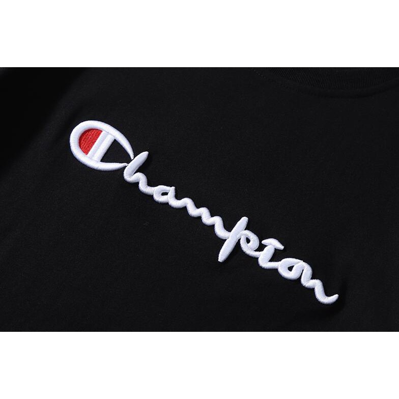 Áo thun ngắn tay unisex in chữ champion đơn giản thời trang