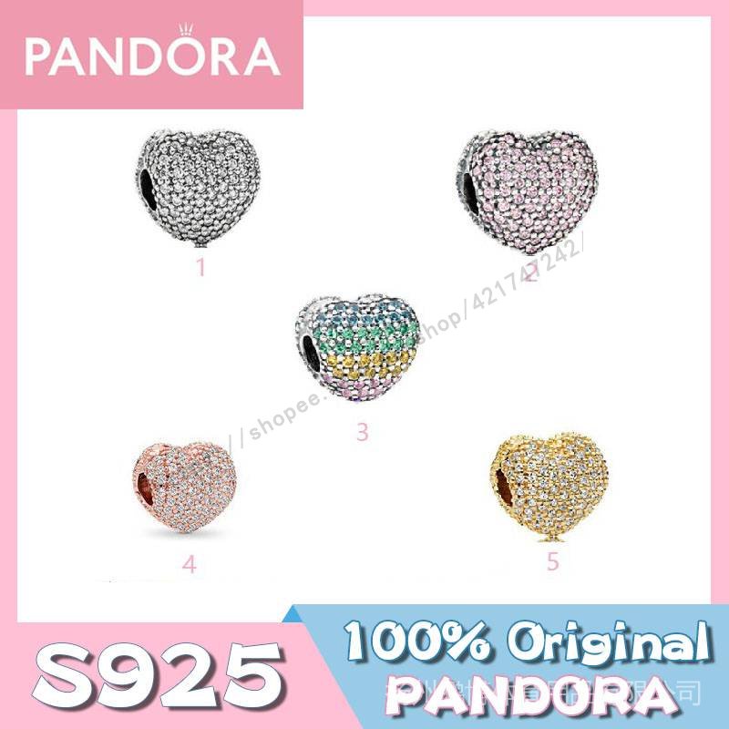 PANDORA Mặt Dây Chuyền Bạc s925 Hình Trái Tim Trong Suốt DIY charms